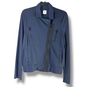 Cabi‎ Style 5476 Womens Sz Medium Chance Moto Jacket Blue Black Asymmetrical Zip